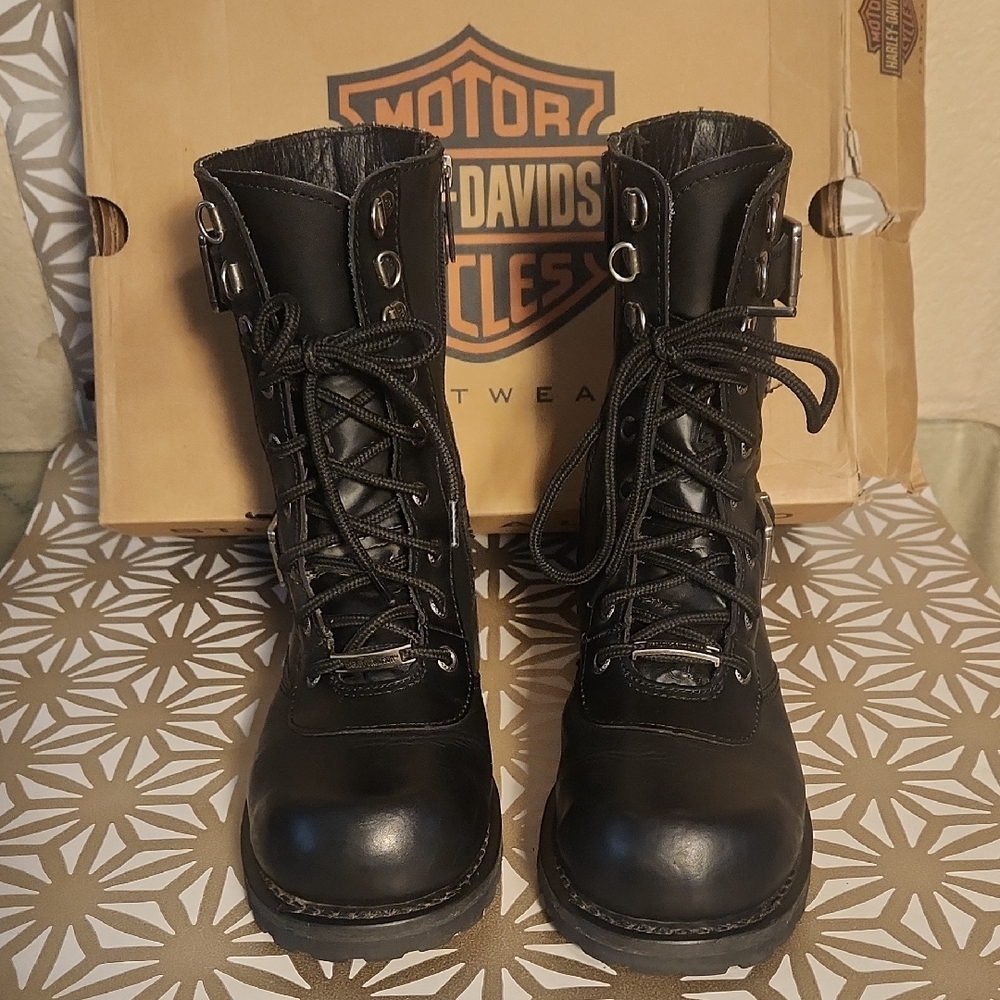 Harley-Davidson Black Lace-Up Boots